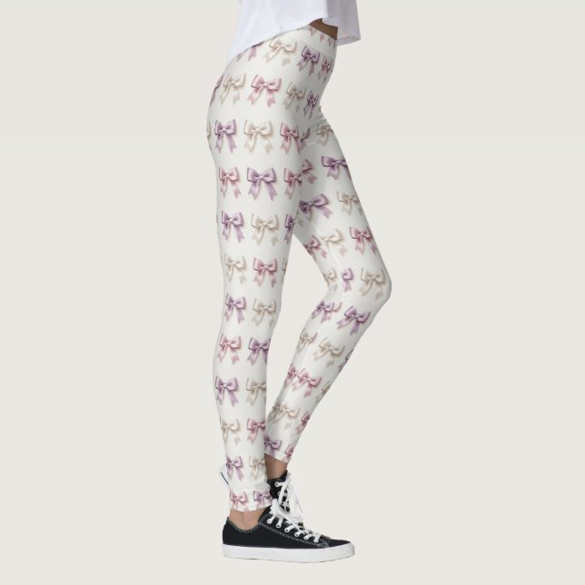 Girly Bows Pastel Coquette Cute Pattern Leggings (Right)