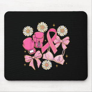 Girly Breast Cancer Floral Coquette Bow Pink Ribbo Mouse Pad