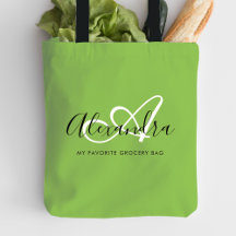 Girly Bright Green Trendy Elegant Script Monogram