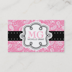 Girly Bubble Gum Pink  Paisley Calling Card
