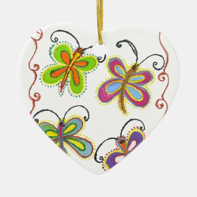 Girly Butterfly Ceramic Tree Decoration (Front)