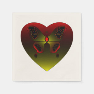 Girly Butterfly Love Heart Napkin