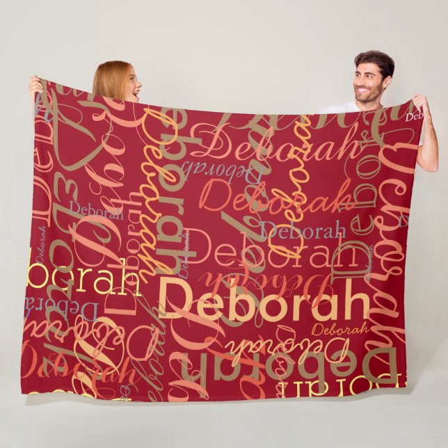 Girly Calligraphy Cool Typography Reddish Fleece Blanket (In Situ)