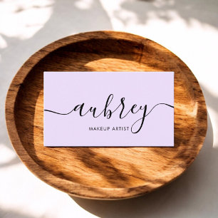 Girly Calligraphy Minimalist Light Purple Business Card