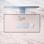 Girly Calligraphy Monogram Pink Desk Mat<br><div class="desc">Desk Mat features font duo of modern calligraphy and elegant serif font.</div>