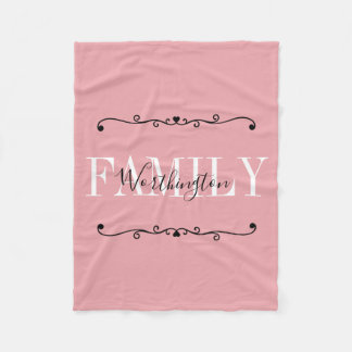 Girly Calligraphy words Name pink blush red Fleece Blanket