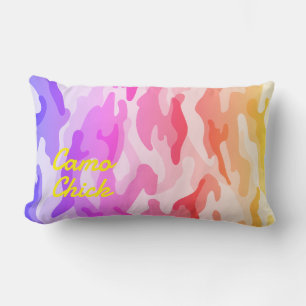 Girly Camouflage Pastels Monogram in Yellow   Lumbar Cushion