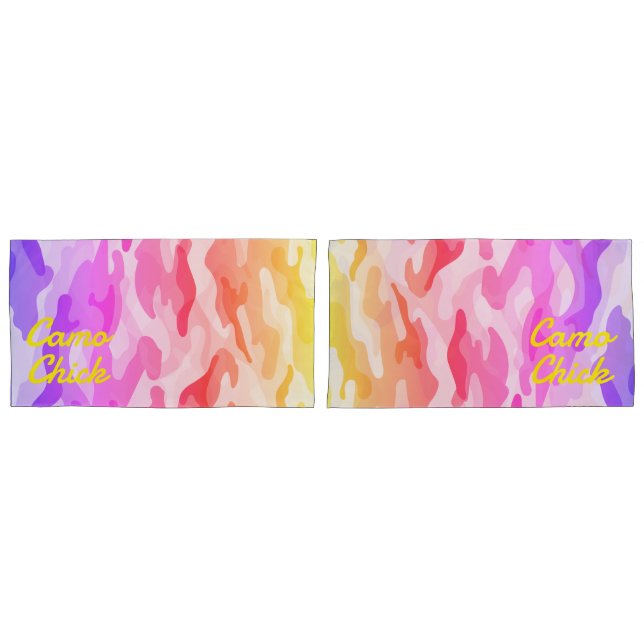 Girly Camouflage Pastels Monogram in Yellow | Pillowcase (Front-Set)