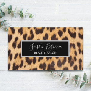 girly chic beauty hair salon SPA leopard print Business Card