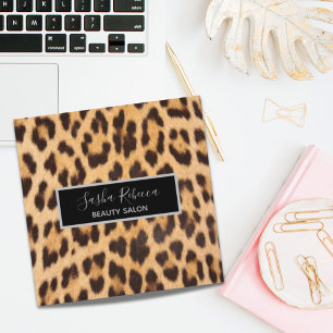 girly chic beauty hair salon SPA leopard print Square Business Card