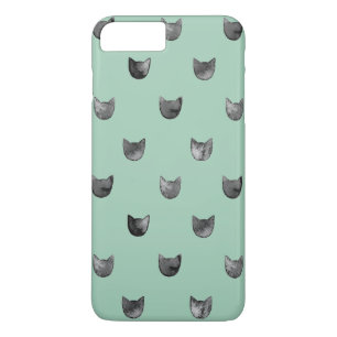 Girly Chic Cute Cat Pattern Green iPhone 8 Plus/7 Plus Case