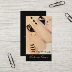 girly chic elegant manicure nails nail salon business card