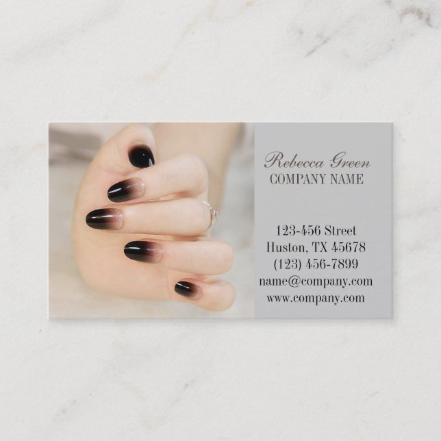 girly chic elegant manicure nails nail salon business card (Front)