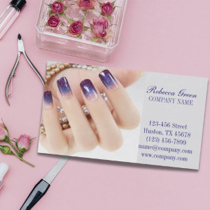 girly chic elegant manicure nails nail salon business card