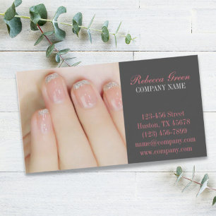 girly chic elegant manicure nails nail salon business card