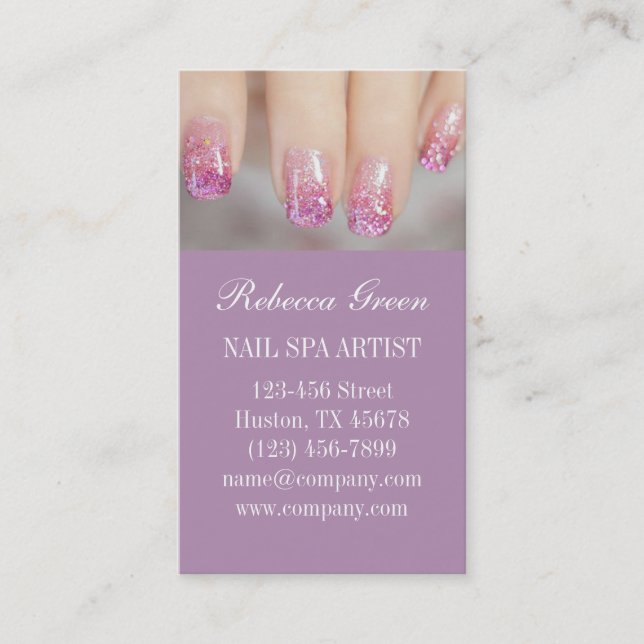 girly chic elegant manicure nails nail salon business card (Front)