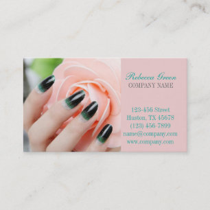 girly chic elegant manicure nails nail salon business card