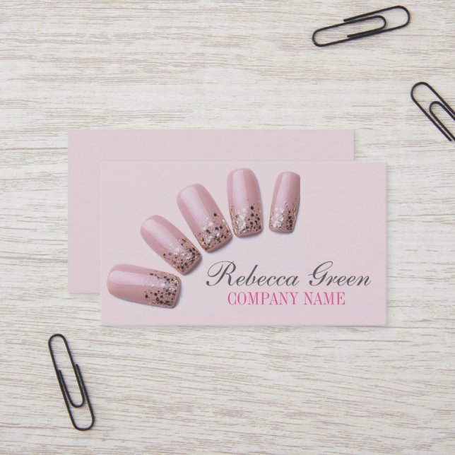 girly chic elegant manicure nails nail salon business card (Front/Back In Situ)