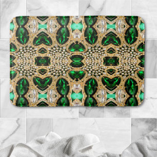 girly chic fashion art deco gold emerald green  bath mat
