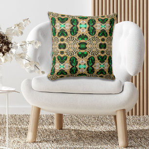 girly chic fashion art deco gold emerald green cushion