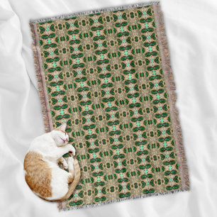 girly chic fashion art deco gold emerald green  throw blanket