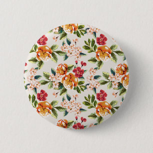 Girly Chic Floral Pattern Watercolor Illustration 6 Cm Round Badge