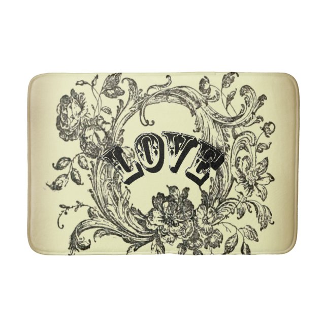 girly chic flourish swirl pastel colours victorian bath mat (Front)