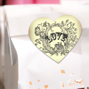 girly chic flourish swirl pastel colours victorian heart sticker