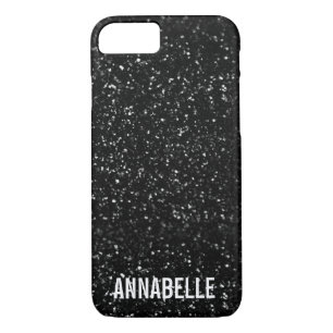 Girly chic glitter shine BLACK add your name iPhone 8/7 Case