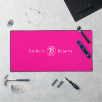 Girly Chic Hot Pink White Simple Circle Monogram