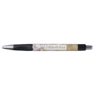 Girly Chic Modern Glam Gold Glitter Marble Pattern