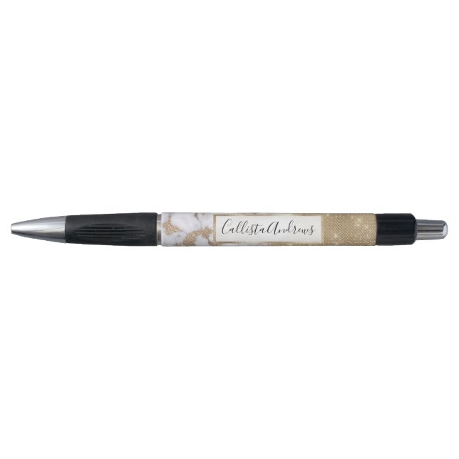 Girly Chic Modern Glam Gold Glitter Marble Pattern (Front)
