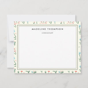 Girly Chic Pastel Pink Blue Flowers Pattern Card