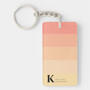 Girly Chic Peach Ombre Classic Monogram Key Ring
