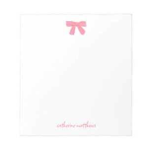 Girly Chic Pink Bow Custom Stationery Notepad