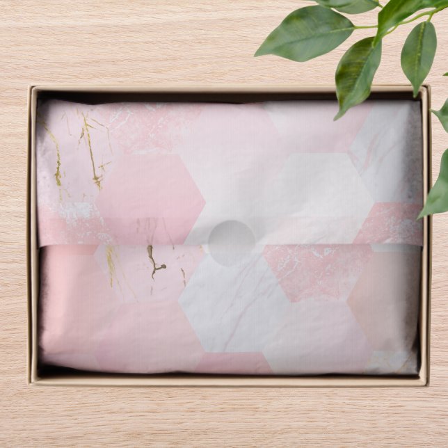 Girly Chic Pink Glitter Marble Geometric Pattern Tissue Paper (Creator Uploaded)