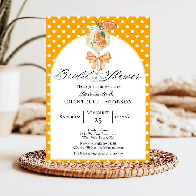 Girly Chic Polka Dots Orange Bubbly Bridal Shower  Invitation (Creator Uploaded)