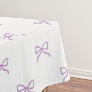 Girly Chic Purple Bow Pattern Spring & Summer Tablecloth