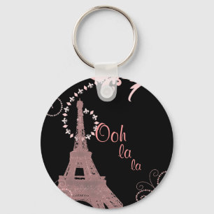 girly chic retro fashion paris eiffel tower key ring