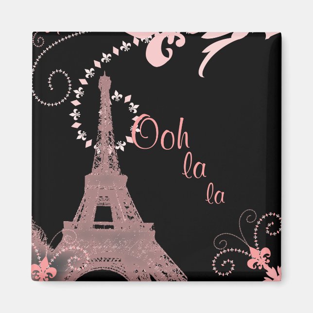 girly chic retro fashion paris eiffel tower magnet (Front)