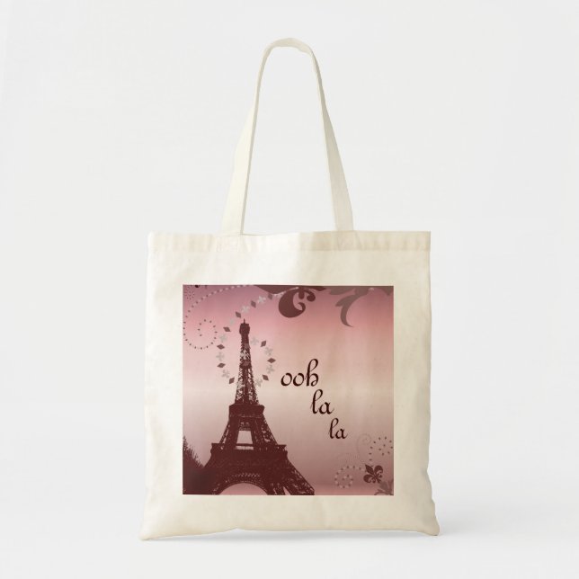 girly chic retro fashion paris eiffel tower tote bag (Front)