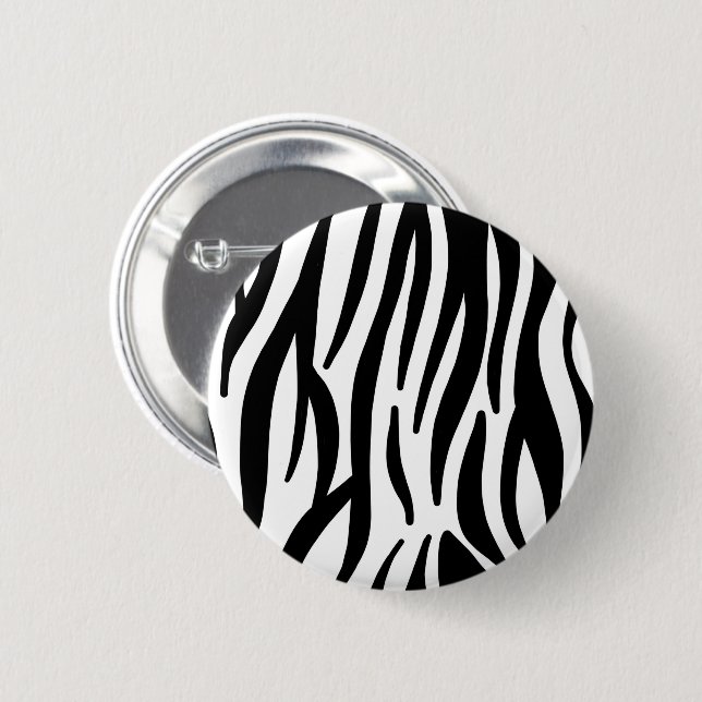 girly chic stylish black white zebra print 6 cm round badge (Front & Back)
