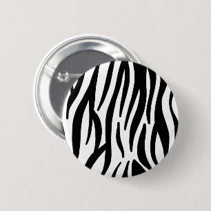 girly chic stylish black white zebra print 6 cm round badge