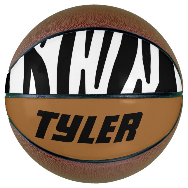 girly chic stylish black white zebra print basketball (Front)