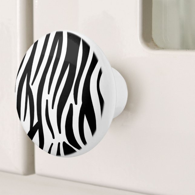girly chic stylish black white zebra print ceramic knob (girly chic stylish black white zebra print ceramic knob)