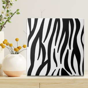 girly chic stylish black white zebra print ceramic tile