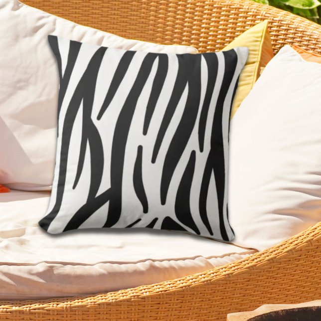 girly chic stylish black white zebra print cushion (girly chic stylish black white zebra print outdoor pillow)