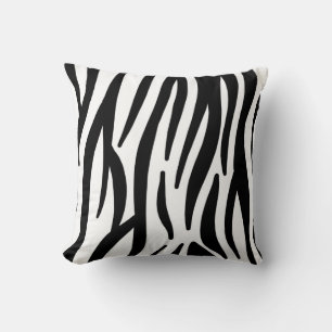 girly chic stylish black white zebra print cushion