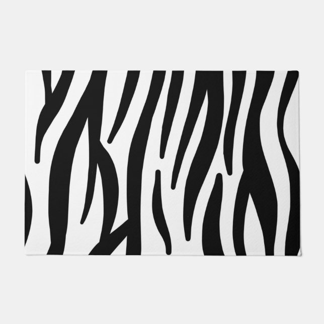 girly chic stylish black white zebra print doormat (Front)