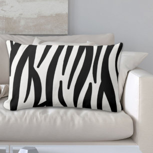 girly chic stylish black white zebra print lumbar cushion